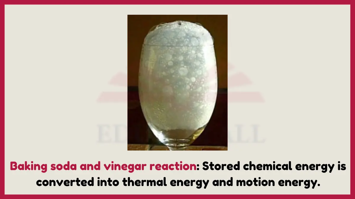 image showing Baking soda and vinegar reaction  as an example of chemical energy 