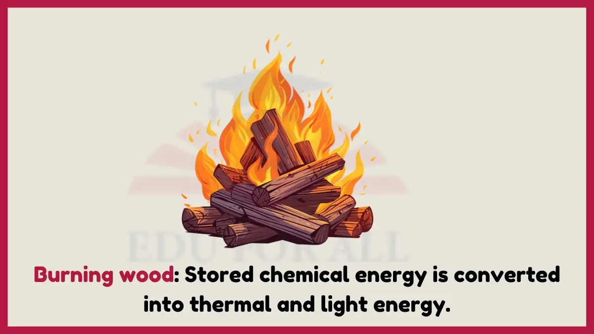 image showing Burning wood as an example of chemical energy