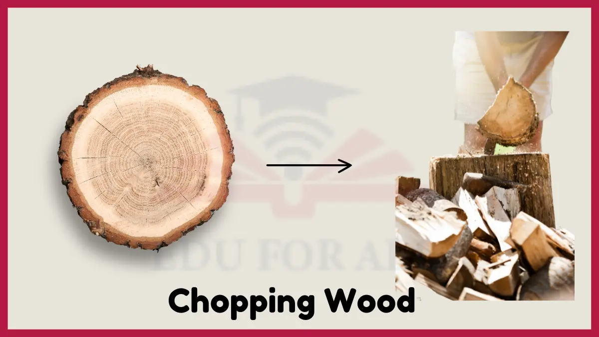 image showing Chopping Wood as an example of PHYSICAL CHANGE
