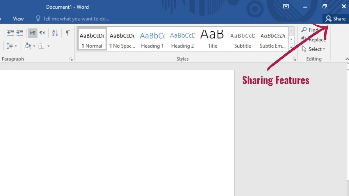 image showing Collaboration and Sharing Features in ms word