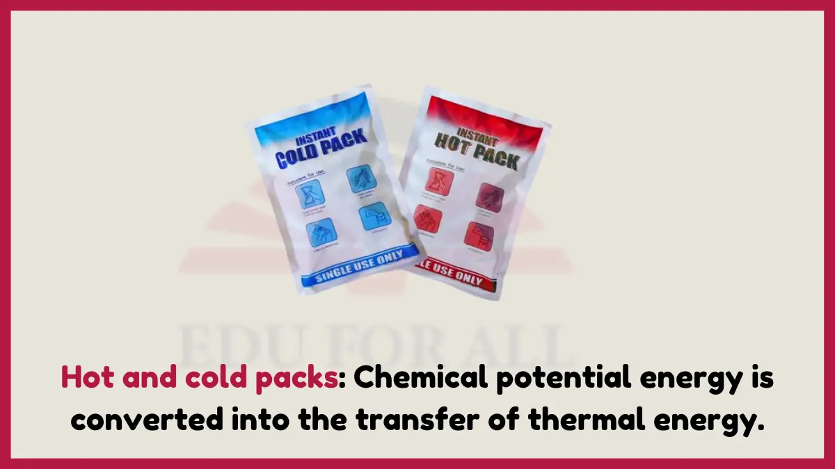 image showing  Hot and cold packs as an example of chemical energy