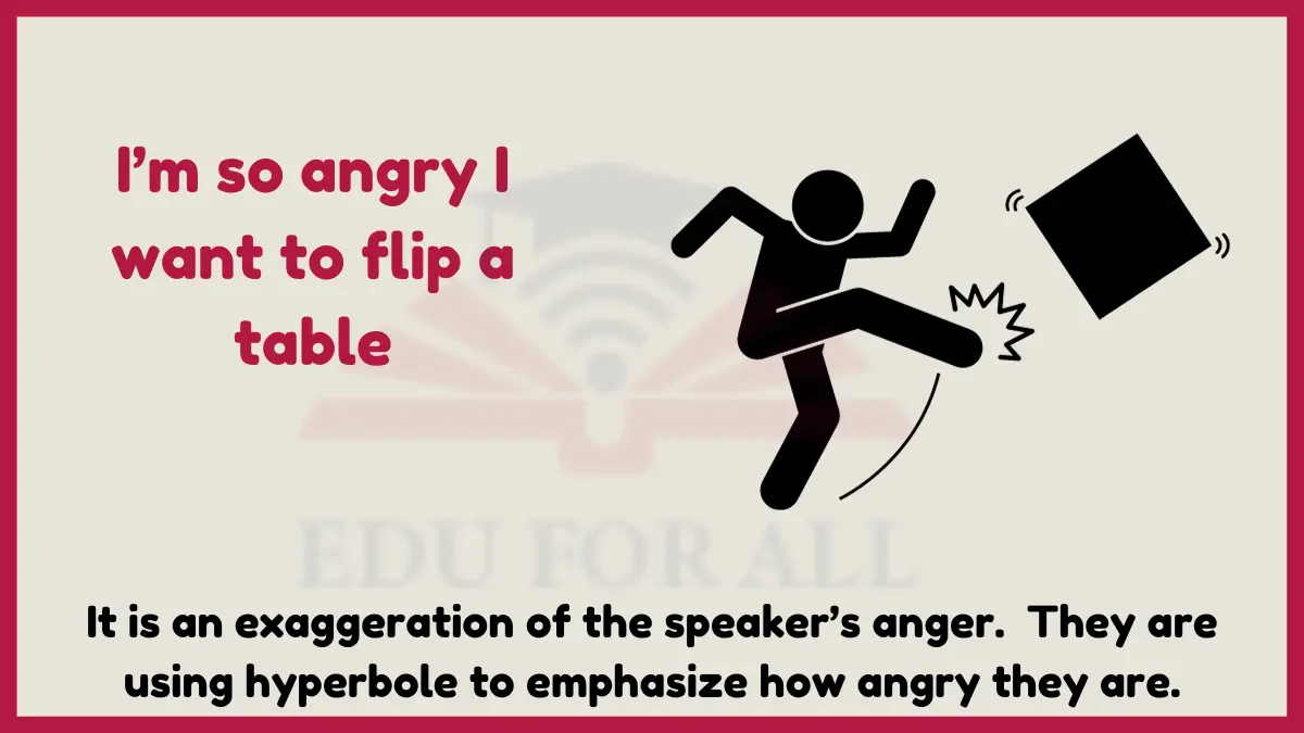 IMAGE SHOWING I’m so angry I want to flip a table as an example of hyperbole