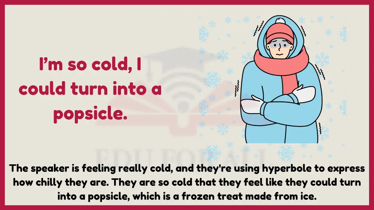 Im so cold I could turn into a popsicle as an example of hyperbole