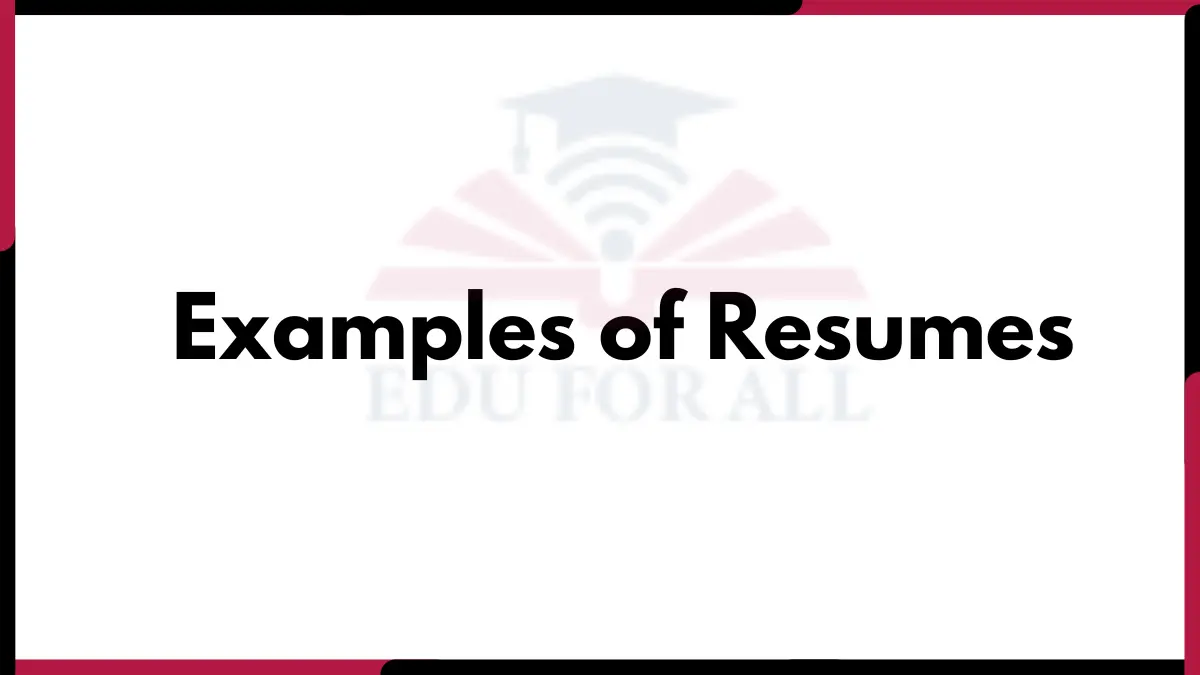 Image showing the Examples of resumes