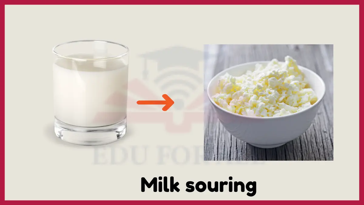 image showing Milk souring as an example of chemical change