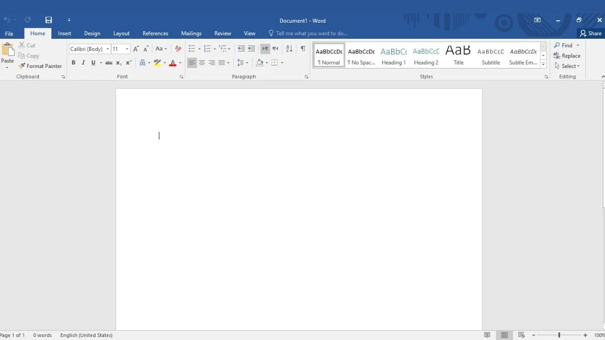 image showing MS Word Interface