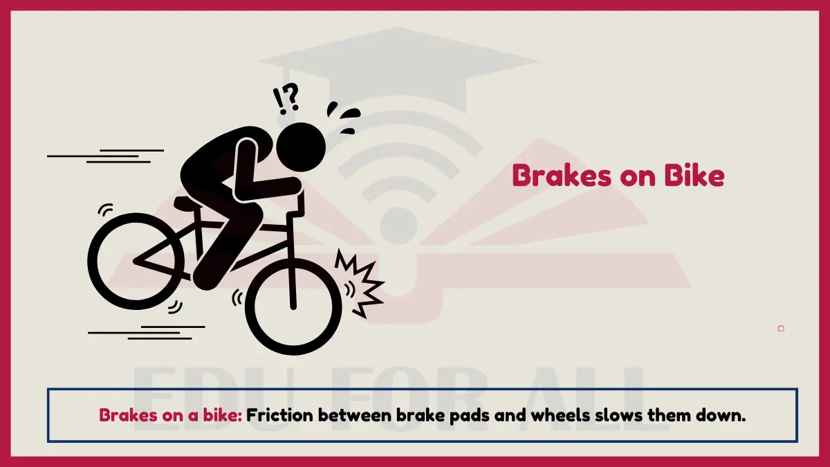image showing Brakes on Bike as an examples of Friction