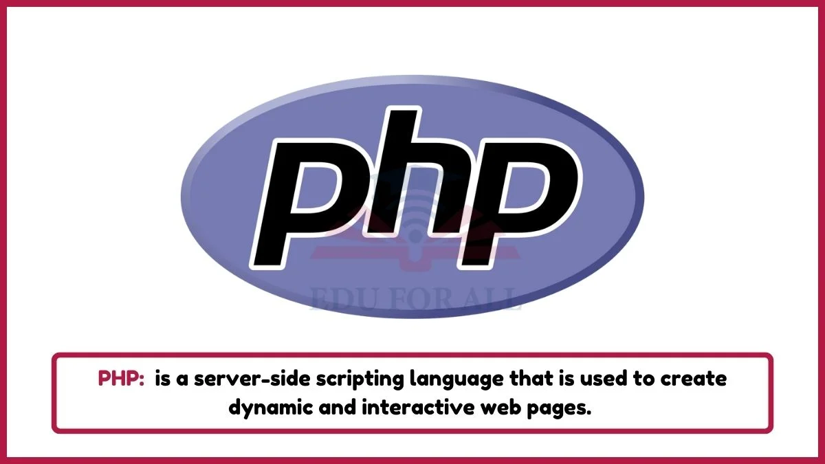 image showing PHP as a example of programming language