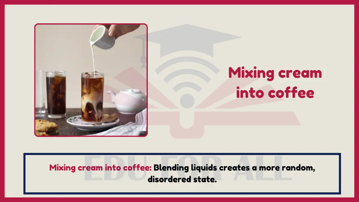 image showing Mixing cream into coffee as an example of entropy